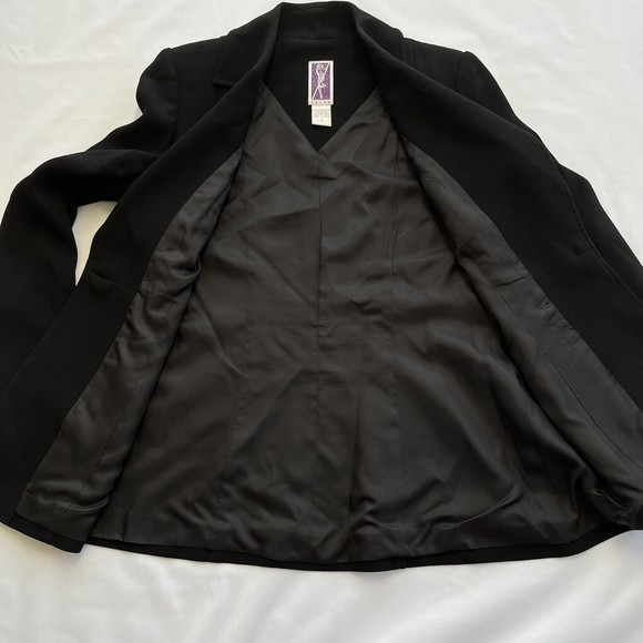 Zelda Womens Blazer Jacket Vintage Black Button Collar Triacetate Blend USA 6 - Picture 7 of 9